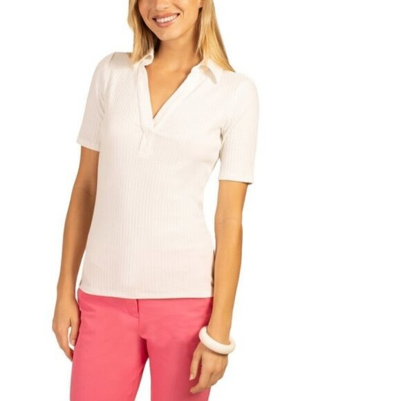 💕TRINA TURK💕 Ribbed Knit Nishi 2 Top ~ White Medium M NWT - Picture 5 of 14
